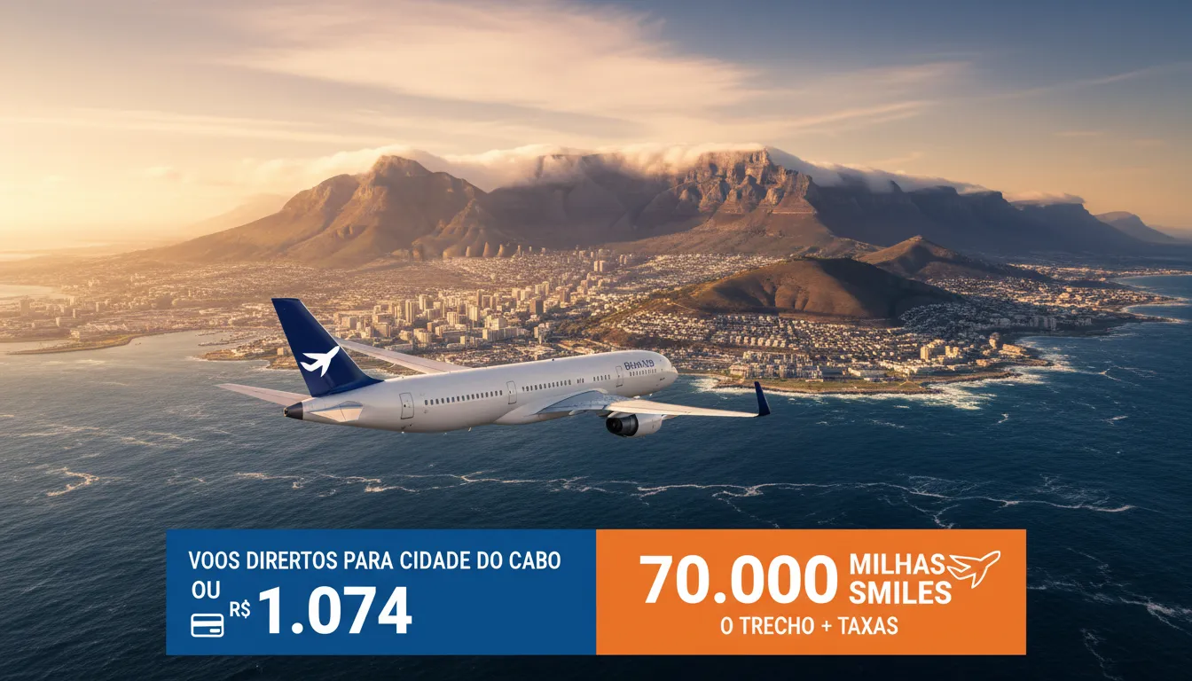 Smiles oferece passagens promocionais para Cidade do Cabo com milhas e bônus