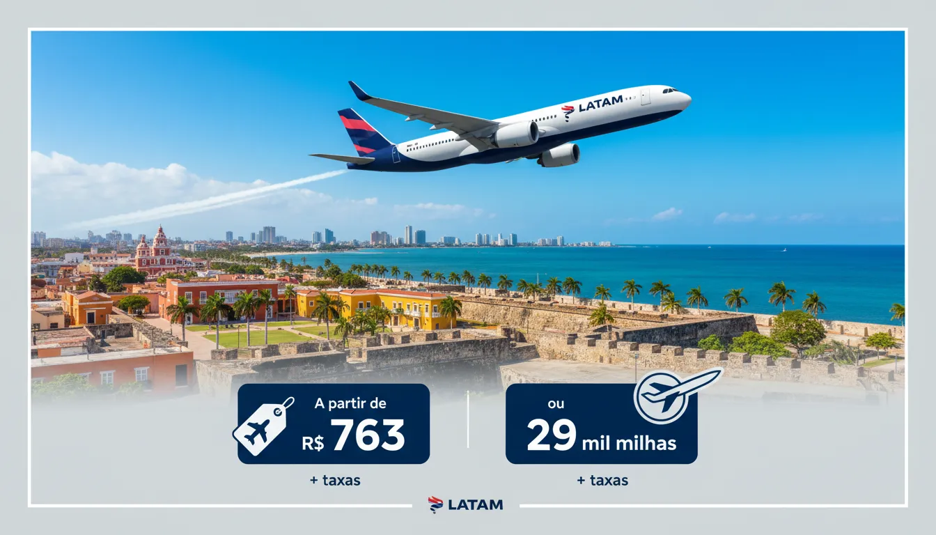 Latam Pass lança promoção de passagens para Cartagena com milhas reduzidas