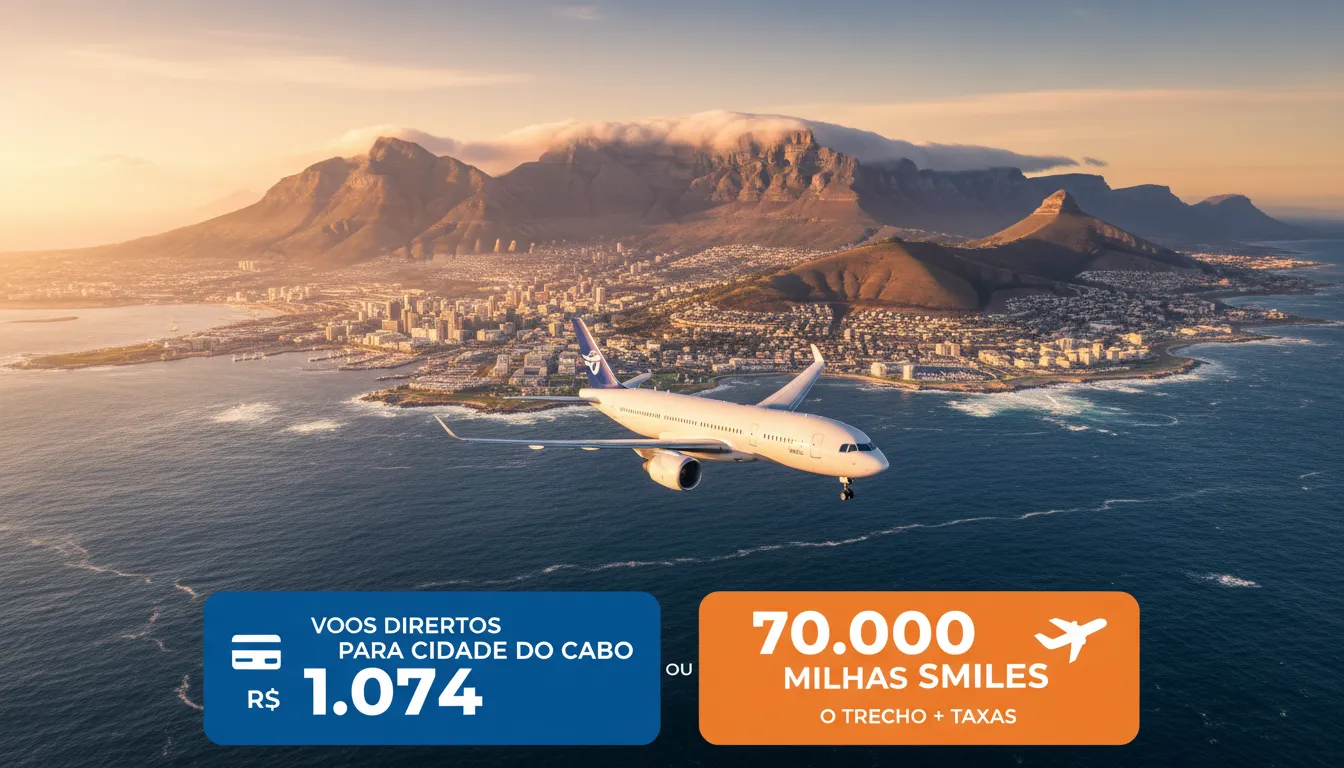 Smiles oferece passagens promocionais para Cidade do Cabo com milhas e bônus